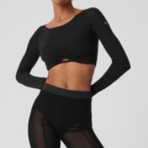 ALO Yoga Black Long Sleeve Crop Top
